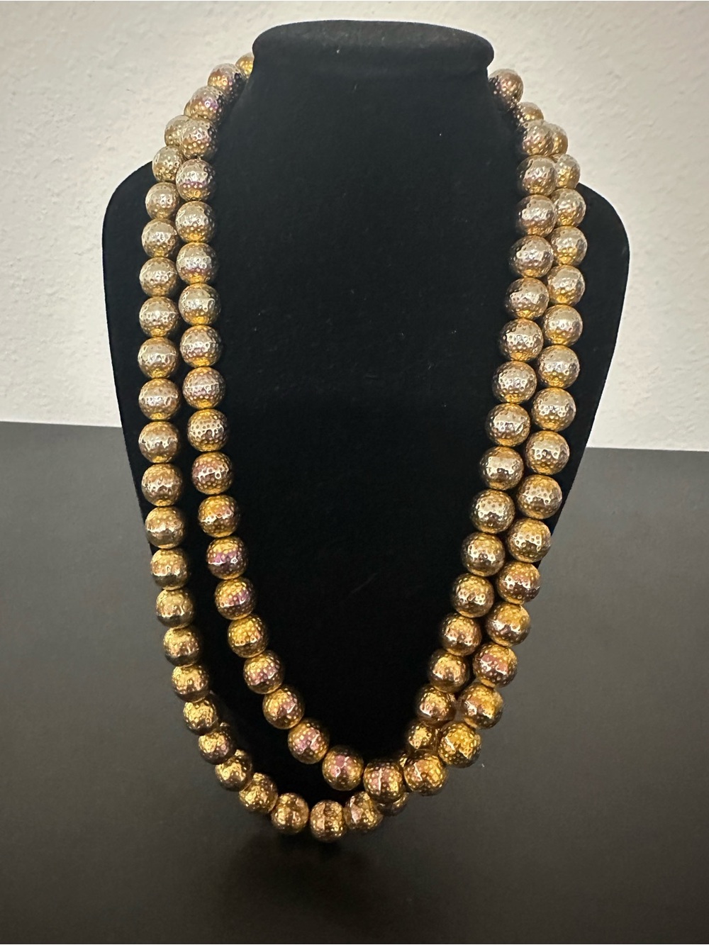 Gold Beaded Double-Strand Necklace - Women Jewelry
